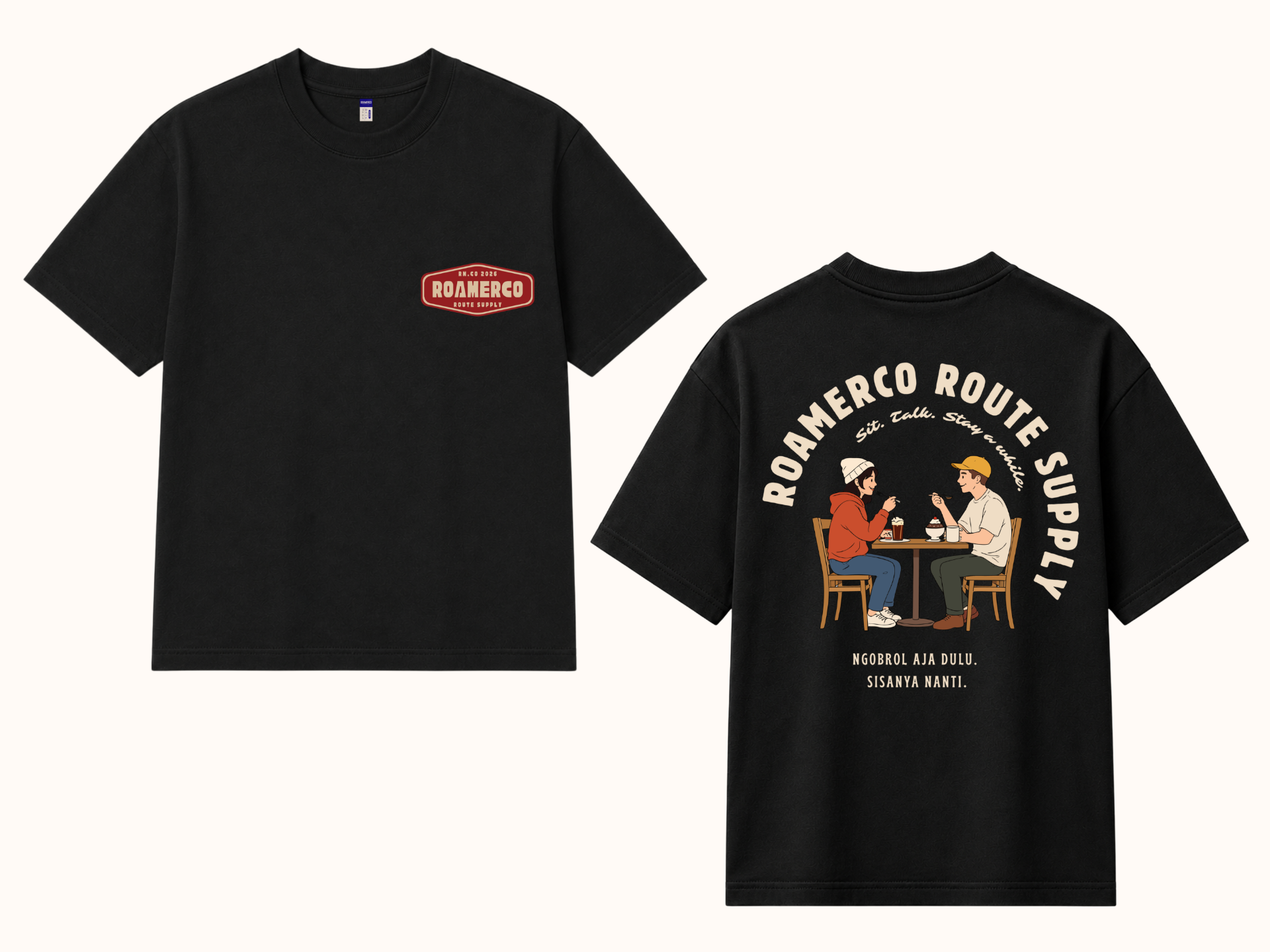 Sit · Talk · Stay A While Tee — front and back catalog