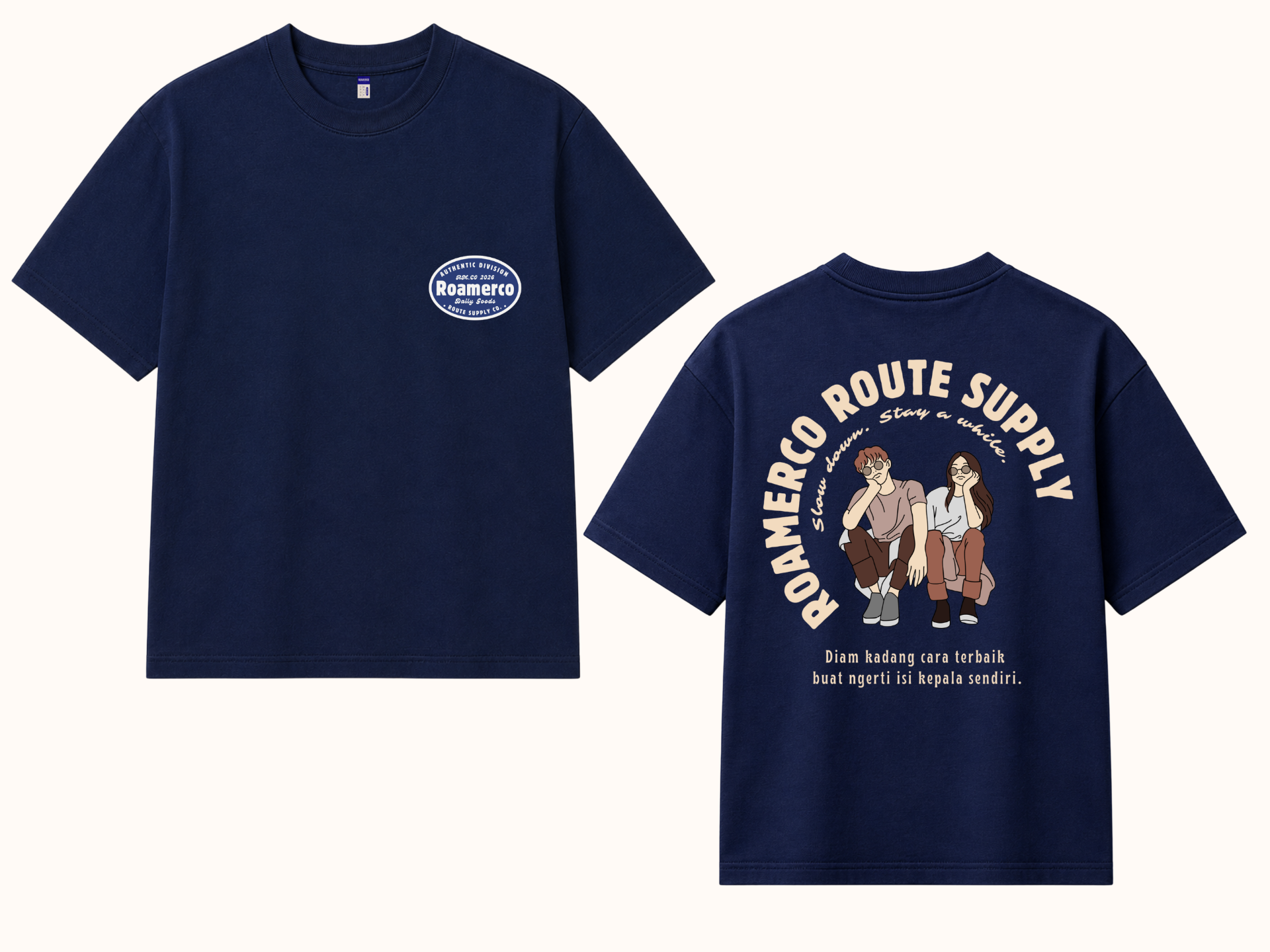 Slow Down Stay A While Tee — front and back catalog